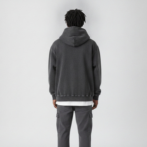 Sweat-shirt à capuche pour homme, style vintage personnalisé, délavé à l'acide, manches longues, coupe ample, fermeture éclair, pour la saison hivernale - Product Image 6