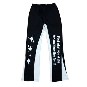 Pantalon de survêtement taille haute imprimé sur mesure pour hommes, délavé à l'acide, coupe ample, coton éponge français, polaire, design vintage délavé au soleil - Product Image 1