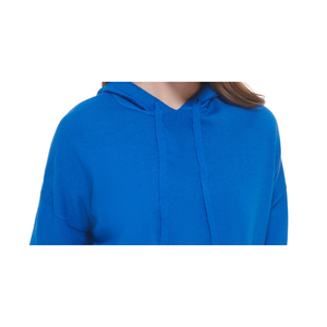 Top con Cappuccio Blu da Donna Calvin Klein, Maniche a Campana, Crop Top Sportivo in Maglia, Taglia Unica, Alta Qualità, Collezione Invernale - Product Image 2