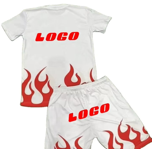 Camiseta de dos piezas, pantalones cortos, traje de verano, logotipo de diseño personalizado, conjunto de pantalones cortos de hombre de alta calidad de lavado de 2 piezas, Conjunto de camiseta personalizada - Product Image 2