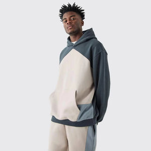 Ensemble survêtement tendance à capuche surdimensionné, respirant, écologique, veste et pantalon de sport, coupe-vent, motif uni pour l'hiver - Product Image 4