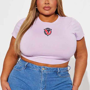 Nouveautés Grande taille Haut court respirant pour femmes Chemises surdimensionnées Haut court slim à manches courtes Top court pour femmes T-shirts - Product Image 3