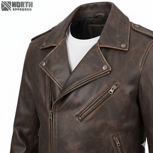 Chaqueta de cuero para hombre de piel de vaca 100% original de buena calidad y personalizada con logotipos y diseño personalizados elegantes chaqueta de cuero real - Product Image 2