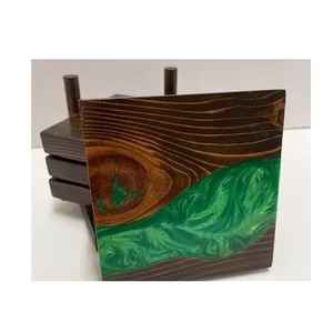 Alfombrillas clásicas de resina de colores, posavasos de madera maciza para tazas de té, vajilla de alta estándar, precio al por mayor, nuevas - Product Image 3
