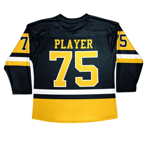 Ensemble d'uniformes de hockey sur glace à col en V sublimé en sergé de haute qualité Nom et numéro du joueur Personnalisable à bas prix - Product Image 4