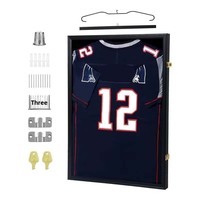 Bingkai Jersey dengan Penutup Lipat untuk Menampilkan Kaos, Foto, Logo, Koleksi Bola Basket, Sepak Bola, Bingkai Jersey Hitam untuk Digantung di Dinding