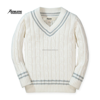 Desain Atletis Kardigan Rajut Bergaris Musim Dingin Lengan Panjang Pullover Sweater Wol ODM untuk Pria