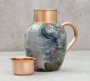 Cruche en métal de cuivre de vente chaude et cruche d'impressions personnalisées dans le prix bon marché de l'Inde - Product Image 2