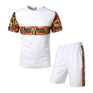 Conjunto de Camiseta y Pantalones Cortos de Punto con Estampado por Transferencia de Calor de Manga Corta para la Venta de Verano, Ropa Casual de Moda para Hombre, DAKHA SPORTS - Product Image 1
