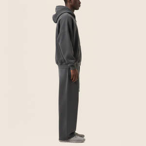 Conjunto Deportivo Informal de Alta Calidad, 100% Algodón, Sudadera con Capucha Extra Grande, Pantalones Deportivos de Pierna Ancha, Logotipo Bordado Personalizado para Hombre - Product Image 3