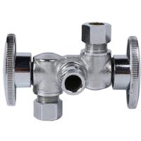 Laiton sans plomb 1/4 tour double sortie vanne d'angle 1/2 "sueur 3/8" OD 3/8 "OD sueur Compression plomberie raccord