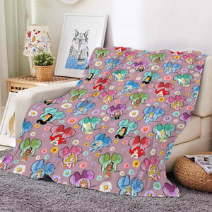 Couverture en flanelle super douce, design <span class=keywords><strong>personnalisé</strong></span> rose et violet sur le thème des princesses, sans minimum de commande, pour canapé. - Product Image 6