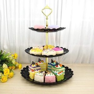 ชุดที่วางเค้กชุบสังกะสีสีดำ2ชิ้นดีไซน์ทันสมัยสำหรับอุปกรณ์ทำขนมเครื่องครัวเหมาะสำหรับขนมหวานและคัพเค้ก - Product Image 2