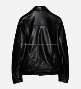 Chaqueta de piel auténtica personalizada con cremallera para hombre, chaqueta de piel auténtica de buena calidad a precios al por mayor, chaqueta de piel de color personalizada para hombre - Product Image 5