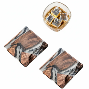 Posavasos de Arte Epóxico Hechos a Mano con Madera Natural y Resina, Duraderos y de Primera Calidad, Pulidos y Troquelados, Impresos para Uso en el Hogar, Cafeterías y Hoteles - Product Image 2