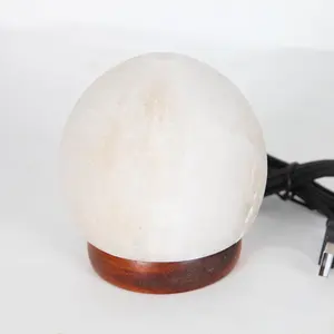 Himalayan White Salt <b>Ball</b> Shape <b>Mini</b> USB Lamps, Himalayan White USB Salt Lamp <b>Ball</b> Shaped, White USB Himalayan Salt Lamps - Product Image 5