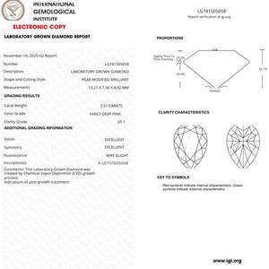 Diamant de laboratoire de 3,51 carats, taille poire, rose foncé fantaisie, VS1, certifié IGI - Product Image 3