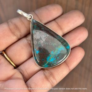 Collier en argent plaqué de haute qualité, pendentifs en shattuckite, serti, tendance, forme poire, charmes en cristal de mariage, mode pour femmes - Product Image 2