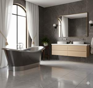 Bañera Independiente de Acero Inoxidable Pulido, Hecha a Mano, Elegante Forma Ovalada, Diseño Moderno Ecológico, Decoración para el Hogar - Product Image 2