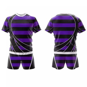 Vente en gros de maillots de rugby personnalisés avec logo imprimé, respirants, grande taille, séchage rapide, manches courtes, 100% polyester - Product Image 6