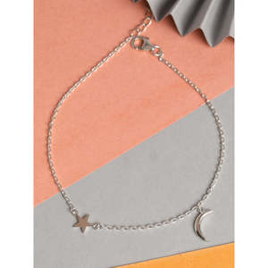 Achetez des chevillères/Payals 100% argent 925 véritable pour femmes et filles, style mignon, plaqué or avec matériau en or 14 carats, diamant comme pierre principale - Product Image 2