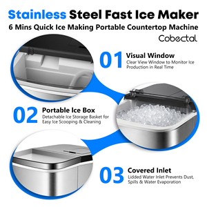 Portable Countertop <b>ice</b> <b>maker</b> Stainless Steel Electric Fully Automatic for Home Bar Use - Product Image 5