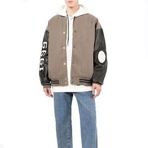 Chaqueta Varsity de Invierno con Cuello Alto y Bordado de Lana con Logotipo Personalizado para Hombre - Product Image 1