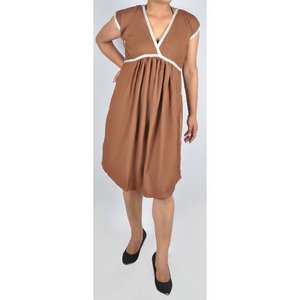 Gran oferta, vestido de maternidad de bambú de algodón con cuello en V marrón de 1 pieza, estampado Floral, decoración de encaje hasta la rodilla, Bikinis, ropa de playa - Product Image 1