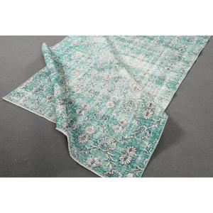 Alfombra Turca Grande de 4.6x9.6 pies, Alfombra Marroquí Vintage Azul y Blanca de Lana - Product Image 4