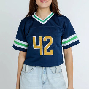 Top Corto de Fútbol Americano para Mujer, Diseño Nuevo 2025, Superventas, Ecológico, Transpirable, Manga Corta, Colores y Tallas Personalizables con Logotipo - Product Image 1