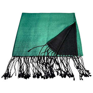 Écharpe en satin de soie réversible vert émeraude et noir, style géométrique vintage - Product Image 3