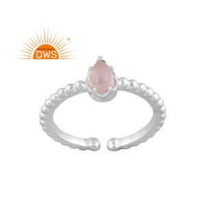 Hot Selling Fine Sterling Silver Natural Rose Quartz Gemstone <b>Adjustable</b> <b>Ring</b> Custom Jewelry Manufacturer - Product Image 2