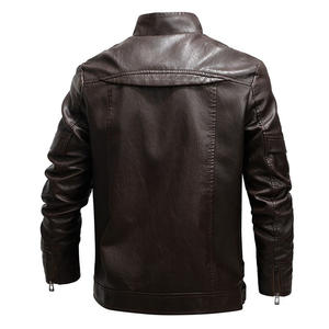 Vestes en cuir personnalisées Fermeture à glissière Cire Faux cuir Motard Moto Motocycliste Vestes en cuir pour hommes Veste pour hommes - Product Image 4