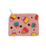 Dompet Koin Bordir Manik-Manik Buatan Tangan Berkualitas Premium Mewah Desain Kustom Resleting Dompet Manik-Manik Kecil Tas Mini Wanita