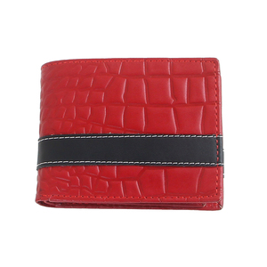 Meilleur portefeuille court en cuir PU à double pli pour hommes de haute qualité avec logo personnalisable fermeture ouverte et motif rayé - Product Image 1