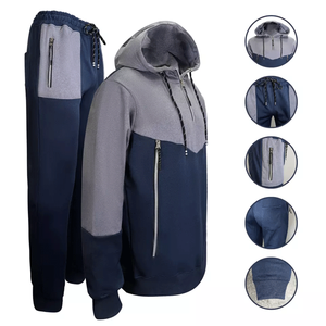 Ensemble de survêtement à capuche écologique pour homme, haut à fermeture éclair, bas de jogging, grande taille pour le streetwear d'hiver - Product Image 3