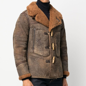 Veste de camionneur vintage en daim pour homme avec un nouveau style de chemise en cuir d'agneau sur le devant - Product Image 3