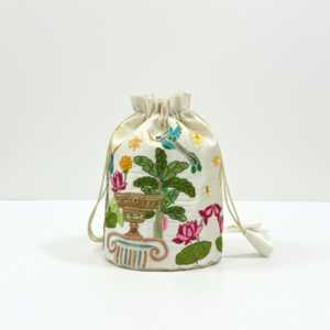 Sac de soirée Banarasi Potli en ivoire de style jardin - Product Image 5
