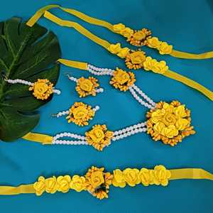 เครื่องประดับเจ้าสาวอินเดียชุดเครื่องประดับคอปกสำหรับเจ้าสาวชุดเครื่องประดับจากนักออกแบบแฮนด์เมดลายดอกไม้จากร้านอินเดีย - Product Image 2