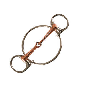 Bocado de cobre de alta calidad para carreras Dexter Ring, bocado profesional de acero inoxidable para caballos, articulado, boquilla de cobre de 13 mm, 2 anillos - Product Image 4