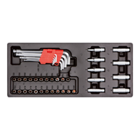 BMC Bac à outils moulé par soufflage, Organisateur pour jeu de clés hexagonales et embouts M1, Noir, Insert de tiroir 1/3 pour armoire, TB01M102, Rangement d'atelier