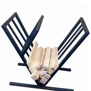 Heavy duty wrought iron <b>log</b> rack for storing firewood neatly beside indoor fireplace in a stylish rustic home <b>decor</b> - Product Image 4