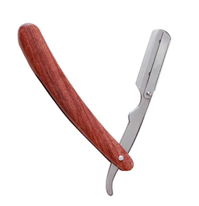 Afeitadora manual para hombre con seguridad de acero al carbono, maquinilla de afeitar de corte de garganta de una sola hoja, mango de madera, borde recto, afeitado cerrado - Product Image 4