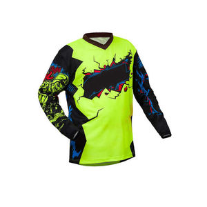 Pantalon de motocross unisexe, imprimé numérique, polyester/nylon 220g, séchage rapide, haute visibilité, manches longues, design noir, vert, bleu - Product Image 1