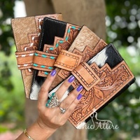 Casing ponsel kulit sapi, dompet kulit barat Multi fungsi, dompet desain baru, casing genggam, dompet ukir tangan kulit sapi