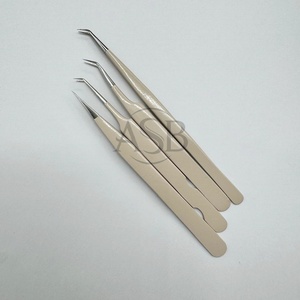 Custom Logo <b>Nude</b> Tan Coated Eyelash Tweezers Sustainable Stainless Steel with Strong Grip for Lash Extension Pointed Tweezers - Product Image 3