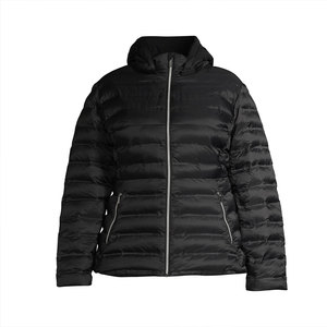 Blouson matelassé pliable pour femme grande taille avec capuche, blouson matelassé noir brillant, petit matelassé, fermeture éclair intégrale, hiver, style unique - Product Image 4