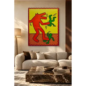 Fida Keith Haring - Figurine tête de loup et hommes verts - Impression sur toile - Product Image 3