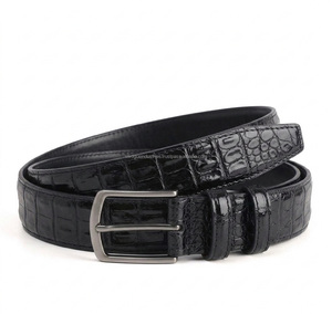 Ceinture tressée en cuir de vachette vintage haut de gamme pour homme avec boucle en cuivre durable, motif uni, largeur 3,8 cm, noire - Product Image 1