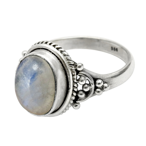 Pierre de lune arc-en-ciel naturelle forme ovale grosse bague en argent sterling 925 bijoux faits à la main prix d'usine direct fournisseurs en gros - Product Image 1